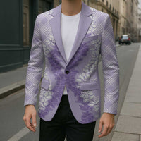 Hawaii Aloha Plumeria Lei Lavender Palaka Blazer LT7 - Polynesian Pride