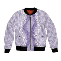 Hawaii Aloha Plumeria Lei Lavender Palaka Bomber Jacket LT7 Unisex Lavender - Polynesian Pride