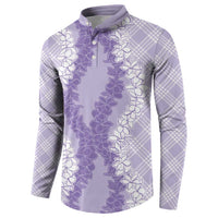Hawaii Aloha Plumeria Lei Lavender Palaka Button Sweatshirt LT7 - Polynesian Pride