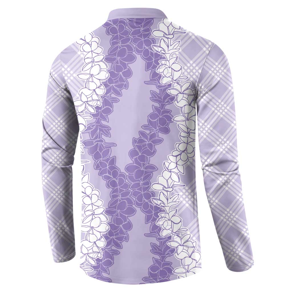 Hawaii Aloha Plumeria Lei Lavender Palaka Button Sweatshirt LT7 - Polynesian Pride