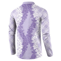 Hawaii Aloha Plumeria Lei Lavender Palaka Button Sweatshirt LT7 - Polynesian Pride