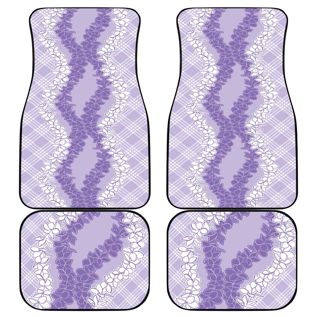 Hawaii Aloha Plumeria Lei Lavender Palaka Car Mats - Polynesian Pride