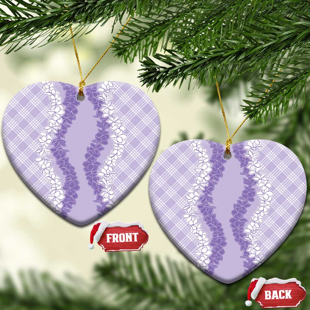 Hawaii Aloha Plumeria Lei Lavender Palaka Ceramic Ornament - Polynesian Pride