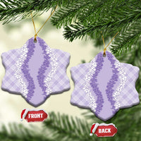 Hawaii Aloha Plumeria Lei Lavender Palaka Ceramic Ornament - Polynesian Pride