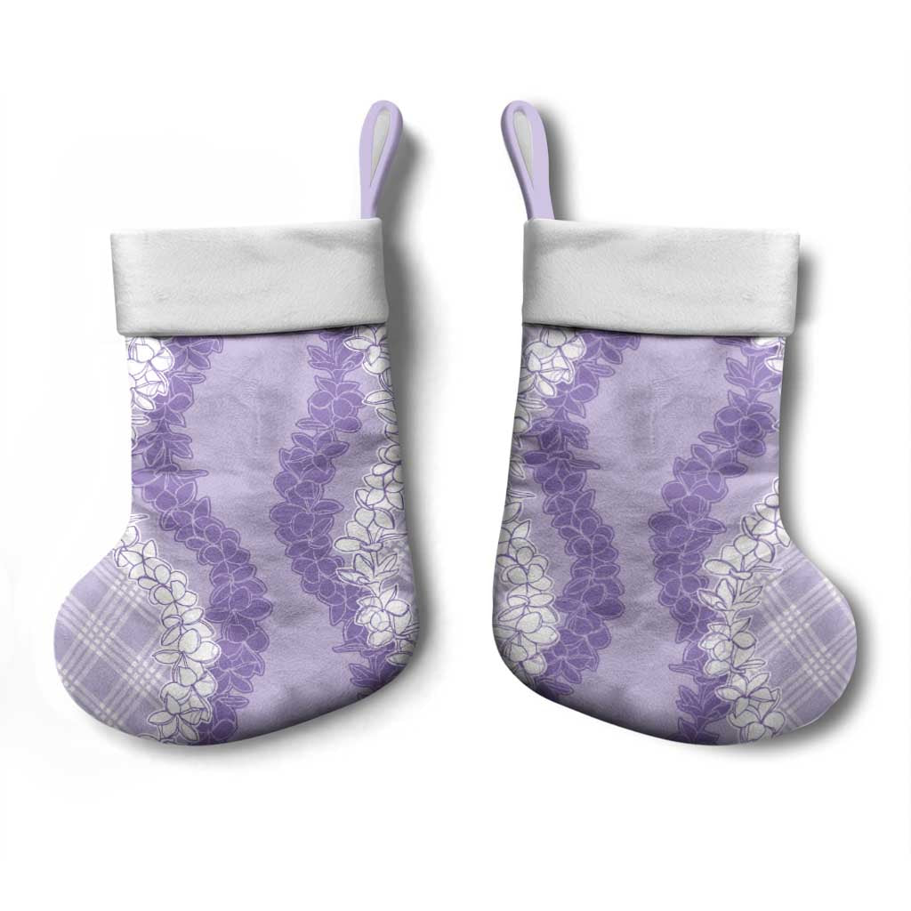 Hawaii Aloha Plumeria Lei Lavender Palaka Christmas Stocking - Polynesian Pride