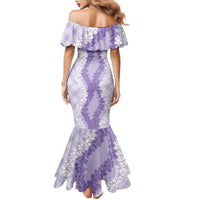 Hawaii Aloha Plumeria Lei Lavender Palaka Family Matching Mermaid Dress and Hawaiian Shirt - Polynesian Pride