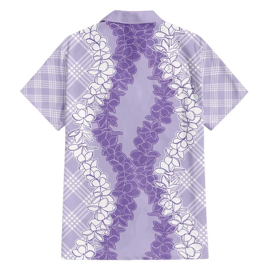 Hawaii Aloha Plumeria Lei Lavender Palaka Family Matching Off Shoulder Short Dress and Hawaiian Shirt - Polynesian Pride