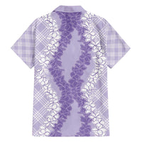 Hawaii Aloha Plumeria Lei Lavender Palaka Family Matching Off Shoulder Short Dress and Hawaiian Shirt - Polynesian Pride