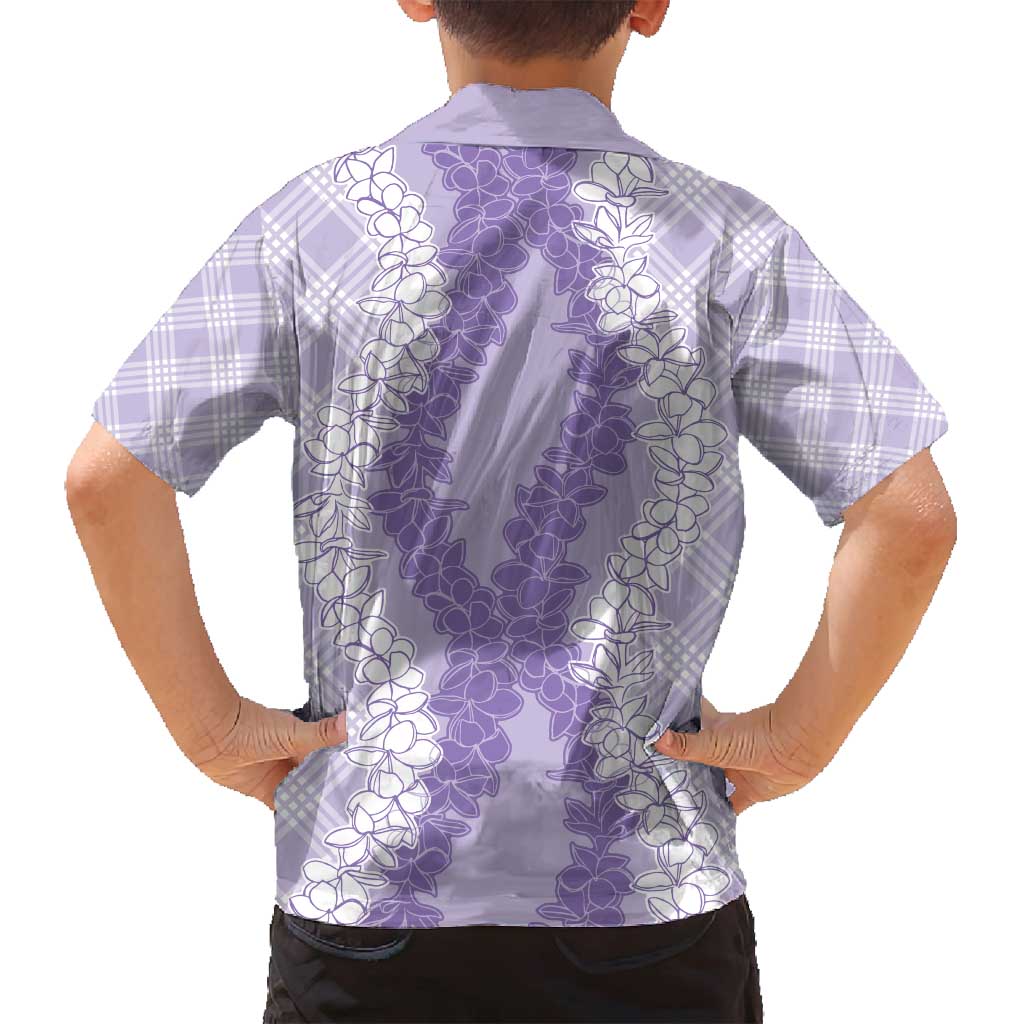 Hawaii Aloha Plumeria Lei Lavender Palaka Family Matching Puletasi and Hawaiian Shirt - Polynesian Pride
