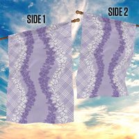 Hawaii Aloha Plumeria Lei Lavender Palaka Garden Flag - Polynesian Pride