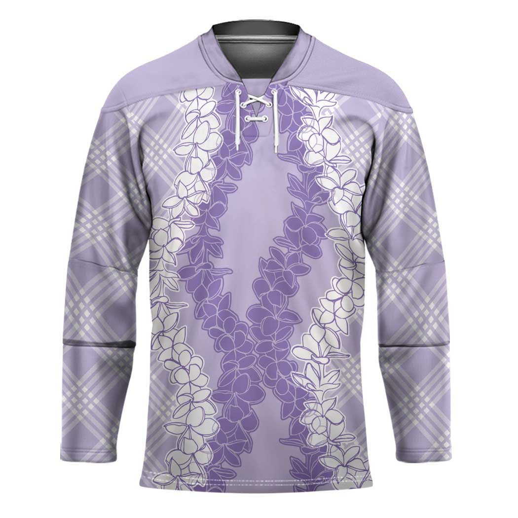 Hawaii Aloha Plumeria Lei Lavender Palaka Hockey Jersey - Polynesian Pride