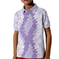 Hawaii Aloha Plumeria Lei Lavender Palaka Kid Polo Shirt - Polynesian Pride