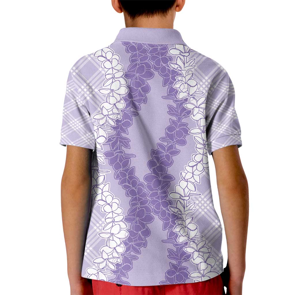 Hawaii Aloha Plumeria Lei Lavender Palaka Kid Polo Shirt - Polynesian Pride
