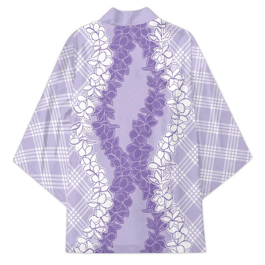 Hawaii Aloha Plumeria Lei Lavender Palaka Kimono - Polynesian Pride