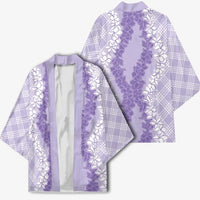Hawaii Aloha Plumeria Lei Lavender Palaka Kimono - Polynesian Pride