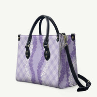 Hawaii Aloha Plumeria Lei Lavender Palaka Leather Bag - Polynesian Pride