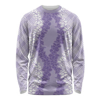 Hawaii Aloha Plumeria Lei Lavender Palaka Long Sleeve Shirt - Polynesian Pride