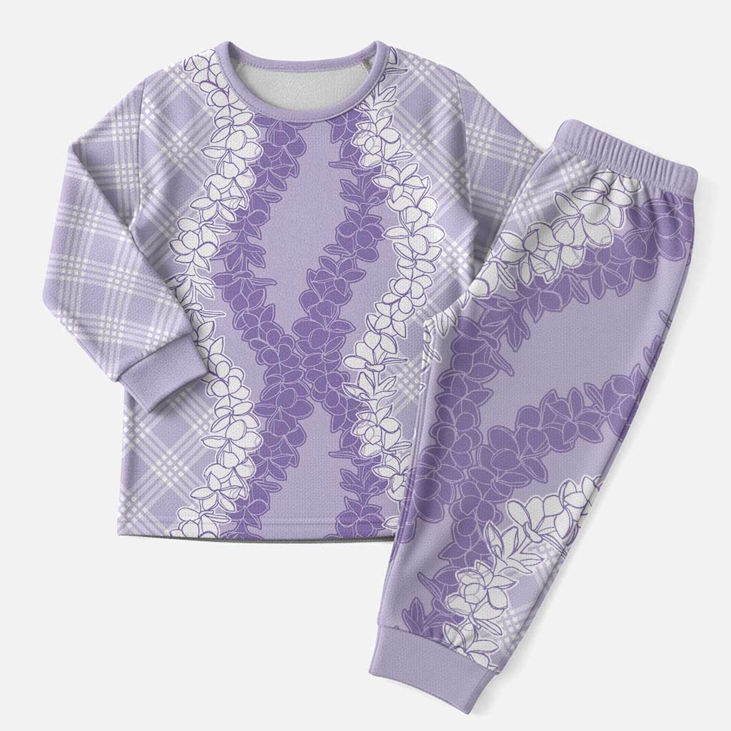 Hawaii Aloha Plumeria Lei Lavender Palaka Christmas Pajama Set - Polynesian Pride