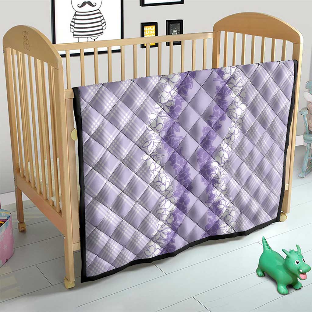 Hawaii Aloha Plumeria Lei Lavender Palaka Quilt - Polynesian Pride