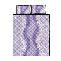 Hawaii Aloha Plumeria Lei Lavender Palaka Quilt Bed Set - Polynesian Pride