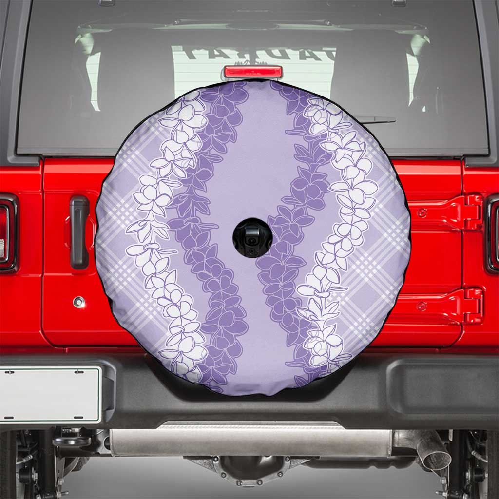 Hawaii Aloha Plumeria Lei Lavender Palaka Spare Tire Cover - Polynesian Pride