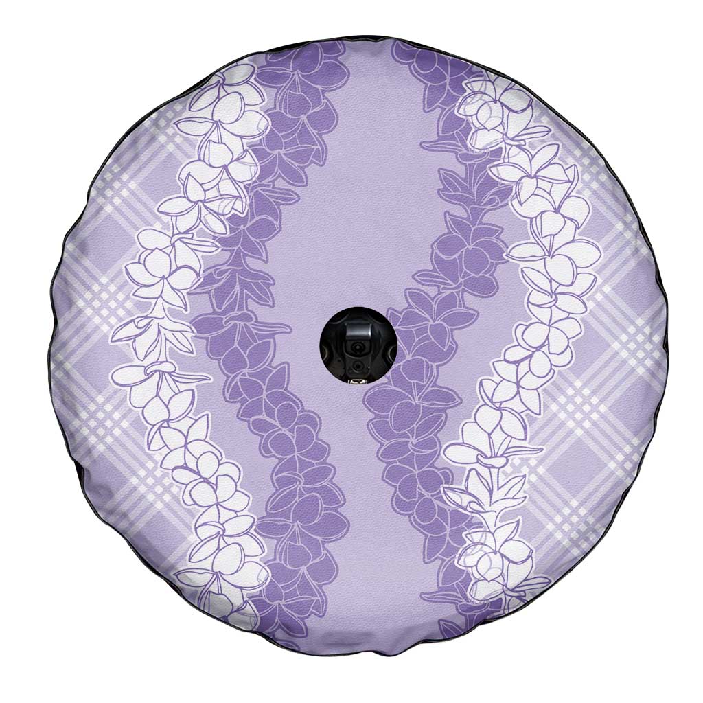 Hawaii Aloha Plumeria Lei Lavender Palaka Spare Tire Cover - Polynesian Pride