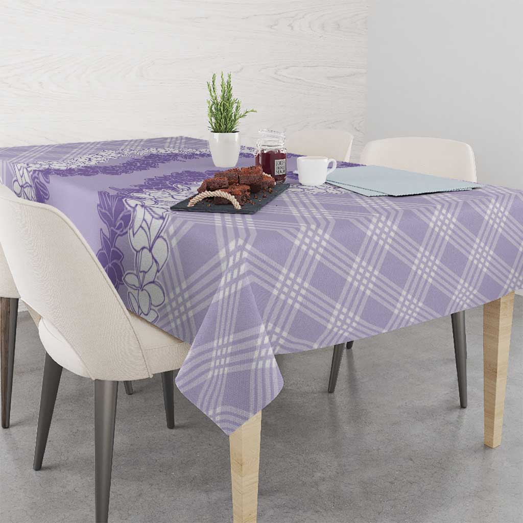 Hawaii Aloha Plumeria Lei Lavender Palaka Tablecloth LT7 - Polynesian Pride