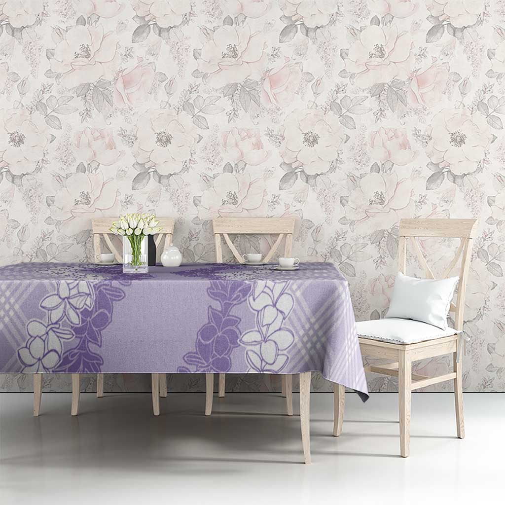 Hawaii Aloha Plumeria Lei Lavender Palaka Tablecloth LT7 - Polynesian Pride