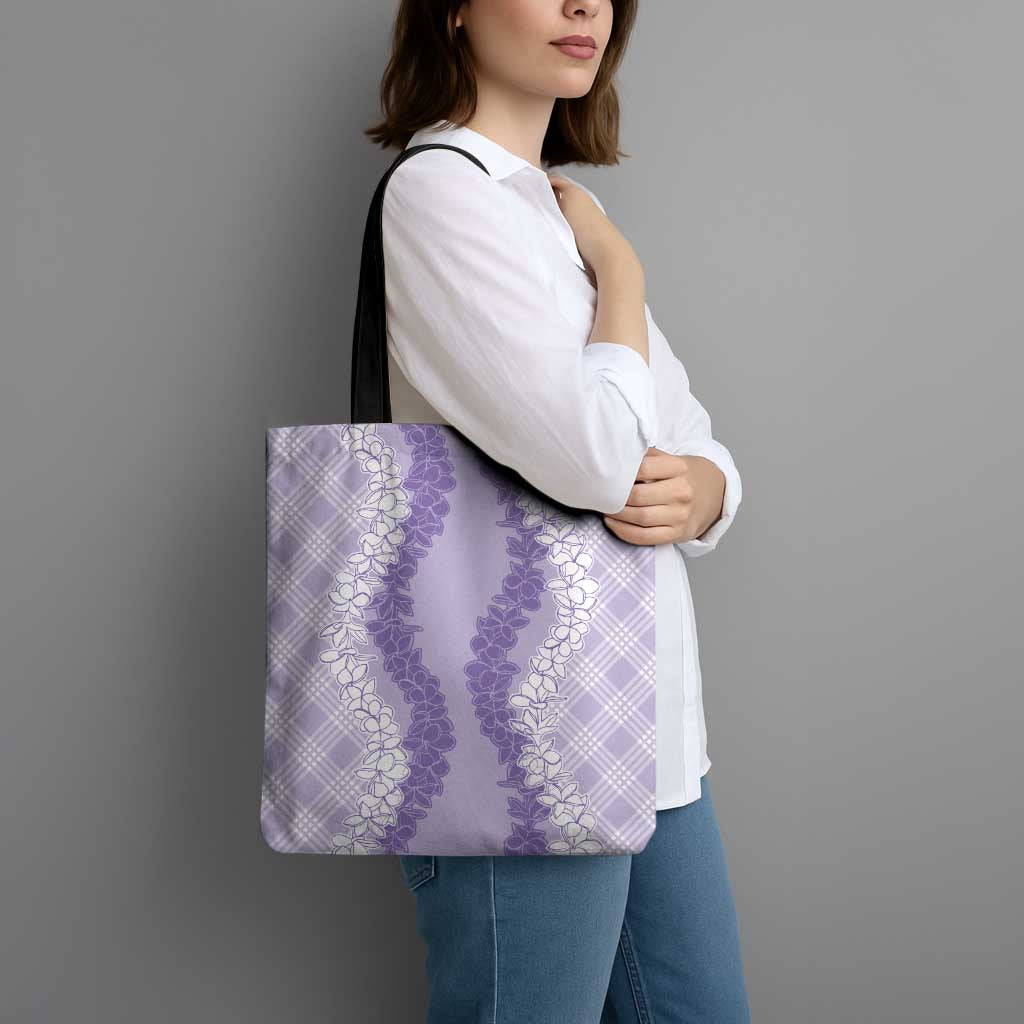 Hawaii Aloha Plumeria Lei Lavender Palaka Tote Bag - Polynesian Pride