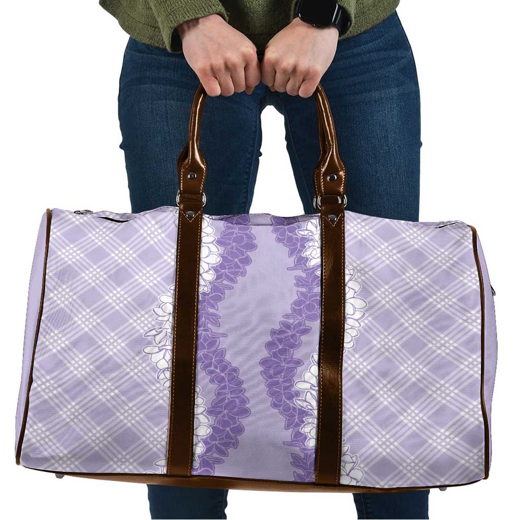 Hawaii Aloha Plumeria Lei Lavender Palaka Travel Bag - Polynesian Pride