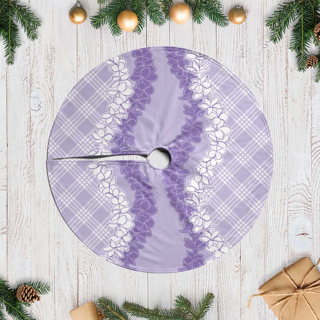 Hawaii Aloha Plumeria Lei Lavender Palaka Tree Skirt - Polynesian Pride