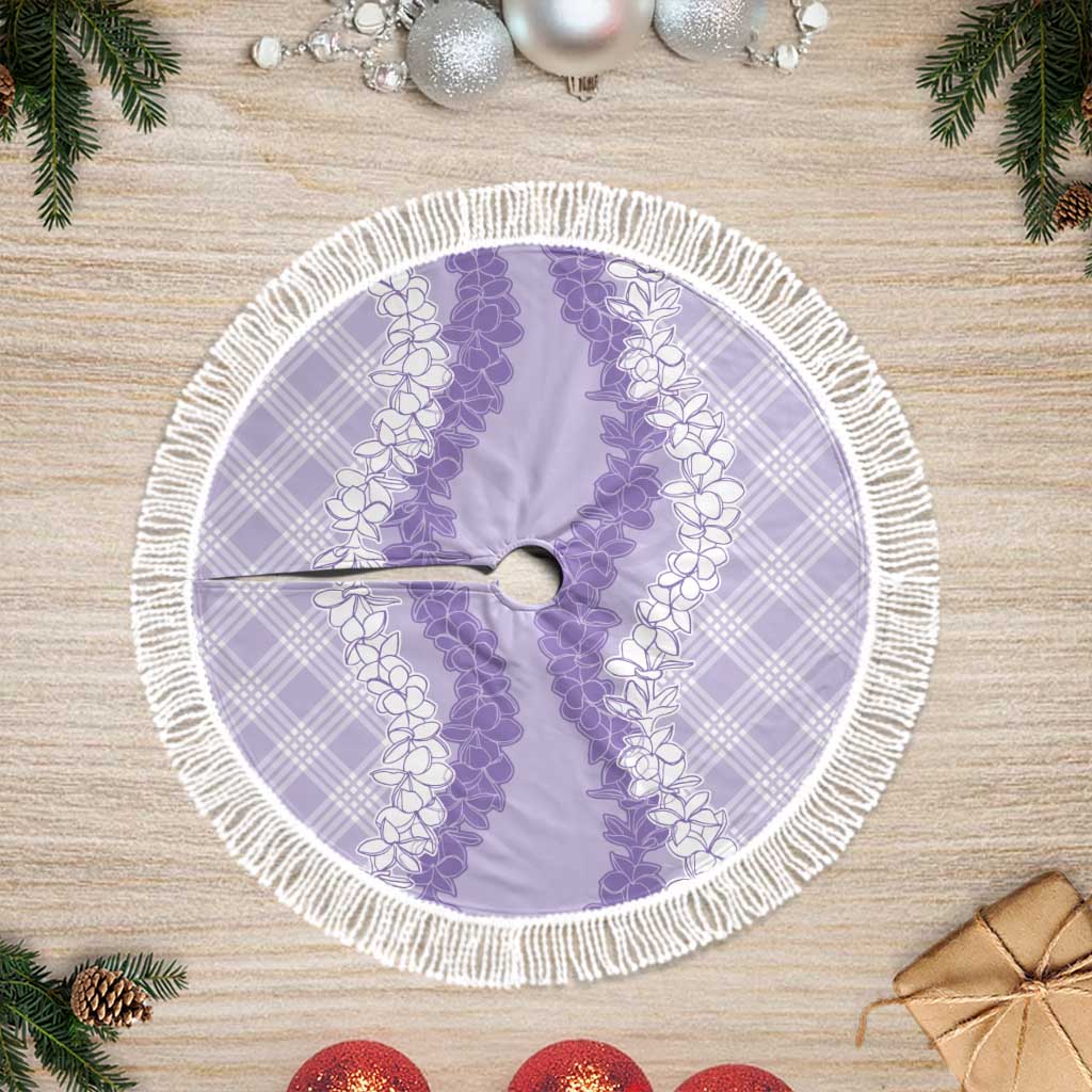 Hawaii Aloha Plumeria Lei Lavender Palaka Tree Skirt - Polynesian Pride