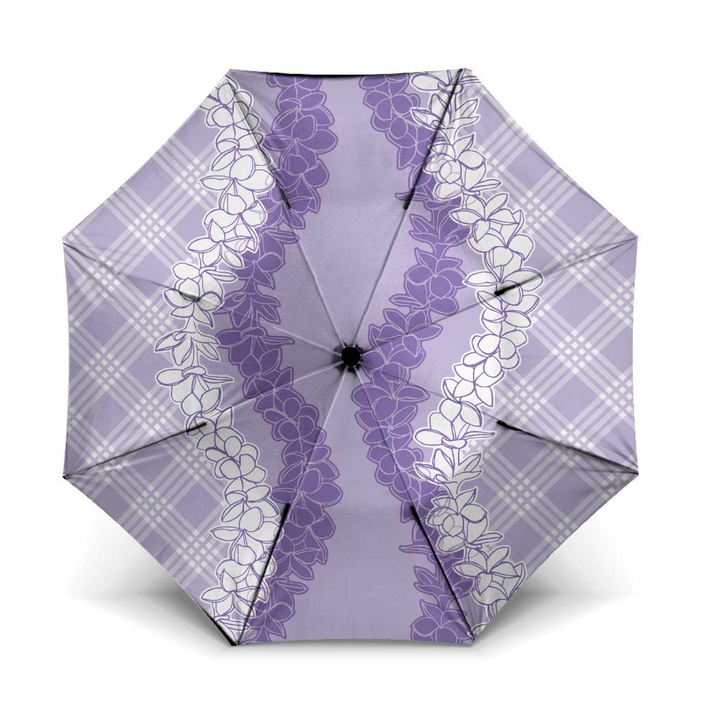 Hawaii Aloha Plumeria Lei Lavender Palaka Umbrella - Polynesian Pride