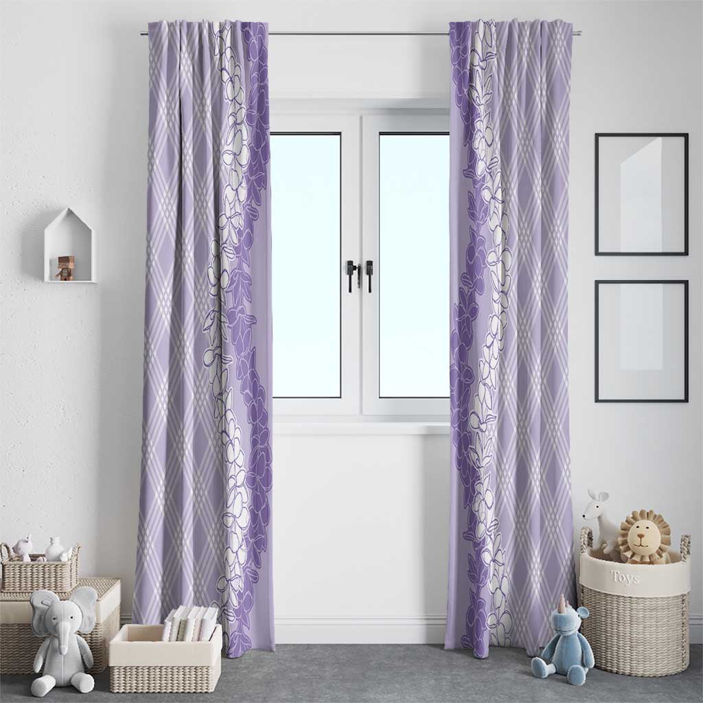 Hawaii Aloha Plumeria Lei Lavender Palaka Window Curtain - Polynesian Pride