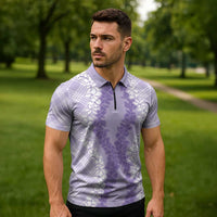 Hawaii Aloha Plumeria Lei Lavender Palaka Zipper Polo Shirt - Polynesian Pride