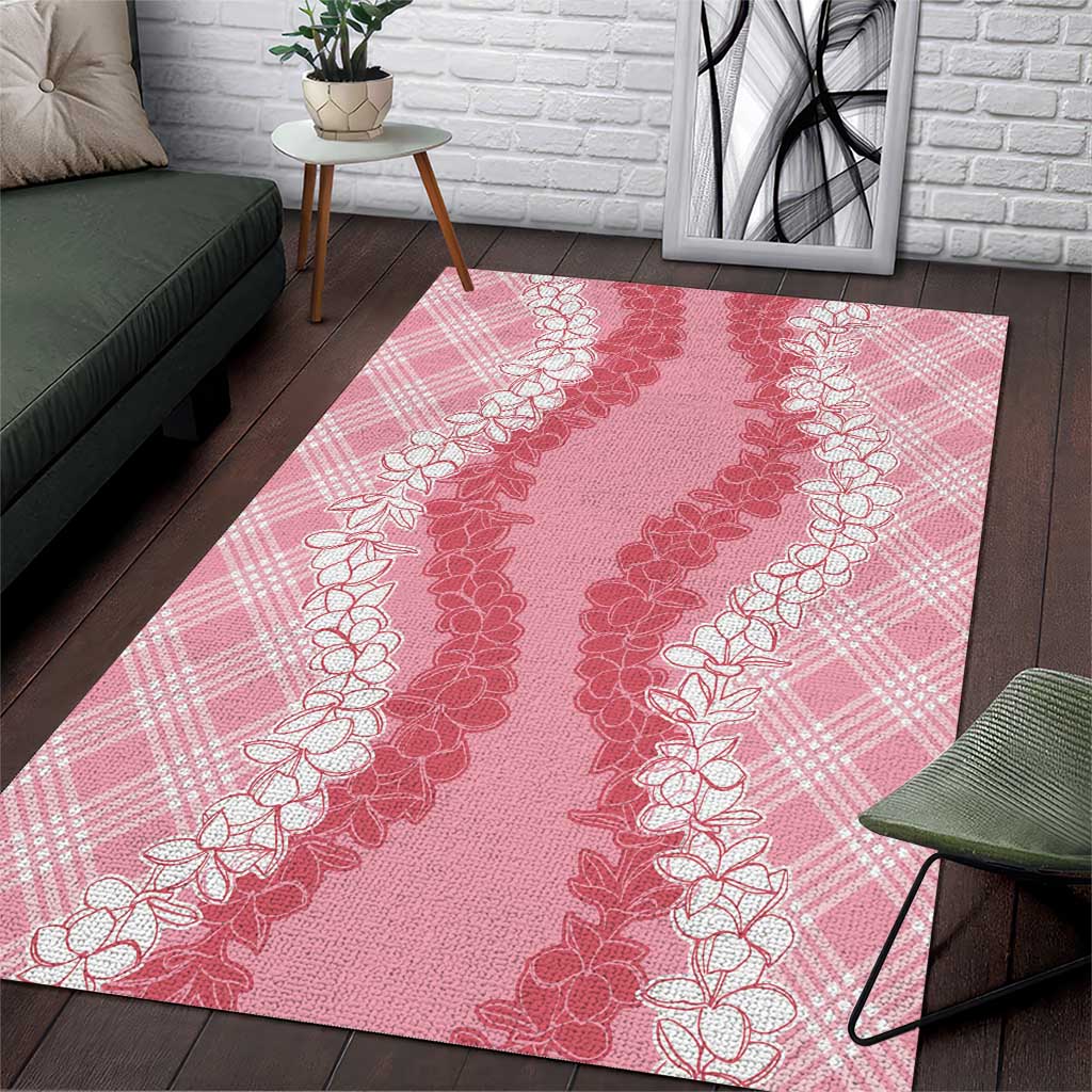 Hawaii Aloha Plumeria Lei Pink Palaka Area Rug - Polynesian Pride