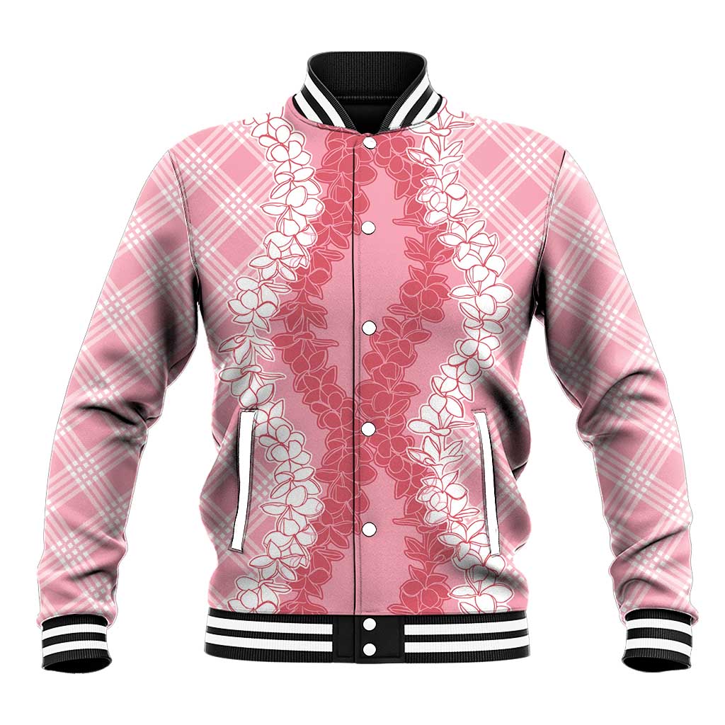 Hawaii Aloha Plumeria Lei Pink Palaka Baseball Jacket - Polynesian Pride