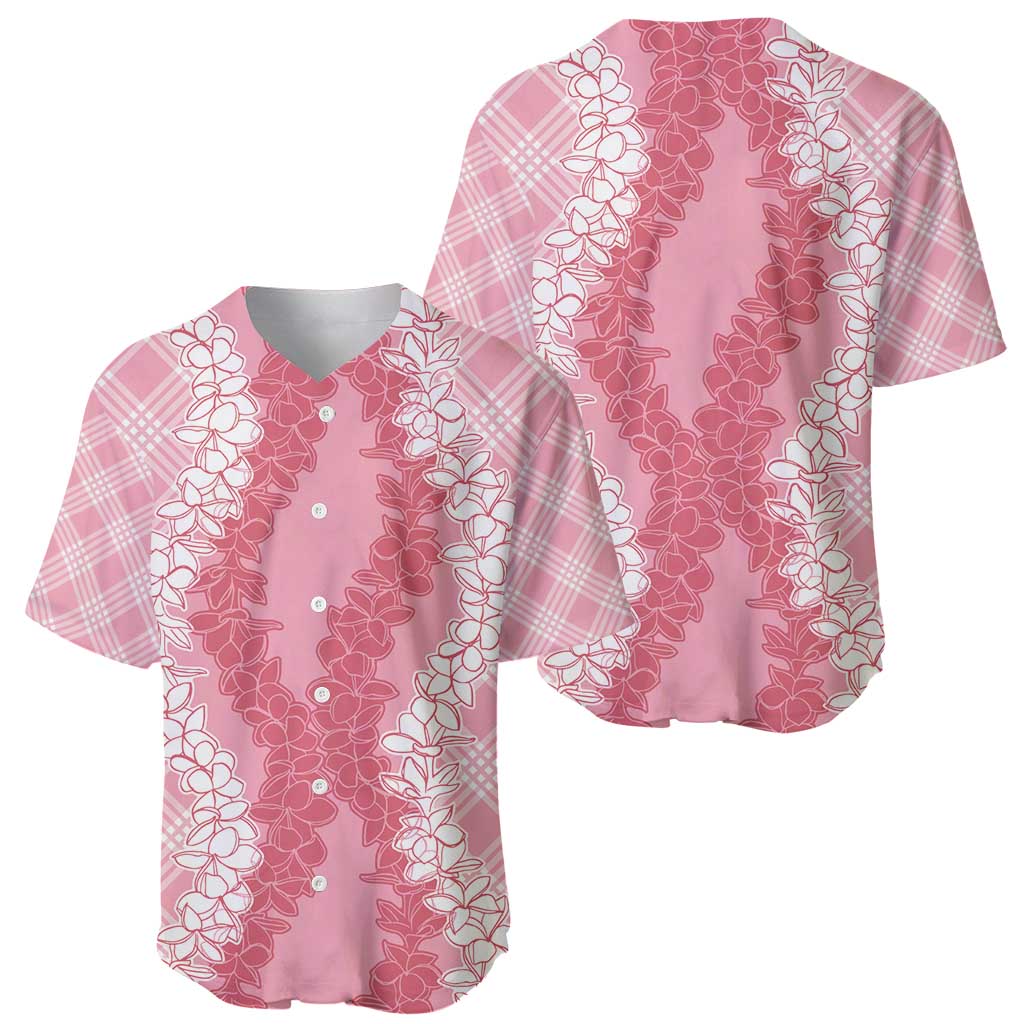 Hawaii Aloha Plumeria Lei Pink Palaka Baseball Jersey - Polynesian Pride