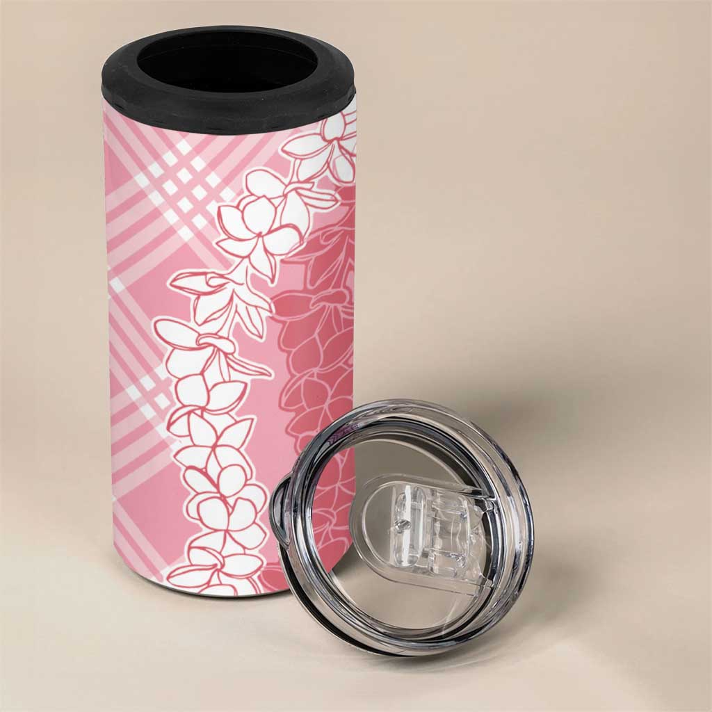 Hawaii Aloha Plumeria Lei Pink Palaka 4 in 1 Can Cooler Tumbler - Polynesian Pride