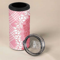 Hawaii Aloha Plumeria Lei Pink Palaka 4 in 1 Can Cooler Tumbler - Polynesian Pride