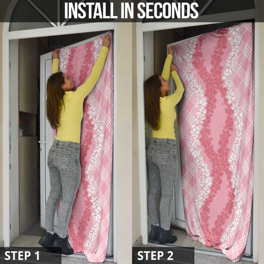 Hawaii Aloha Plumeria Lei Pink Palaka Door Cover - Polynesian Pride