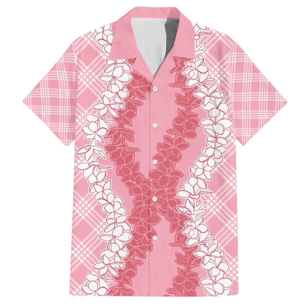 Hawaii Aloha Plumeria Lei Pink Palaka Family Matching Puletasi and Hawaiian Shirt - Polynesian Pride