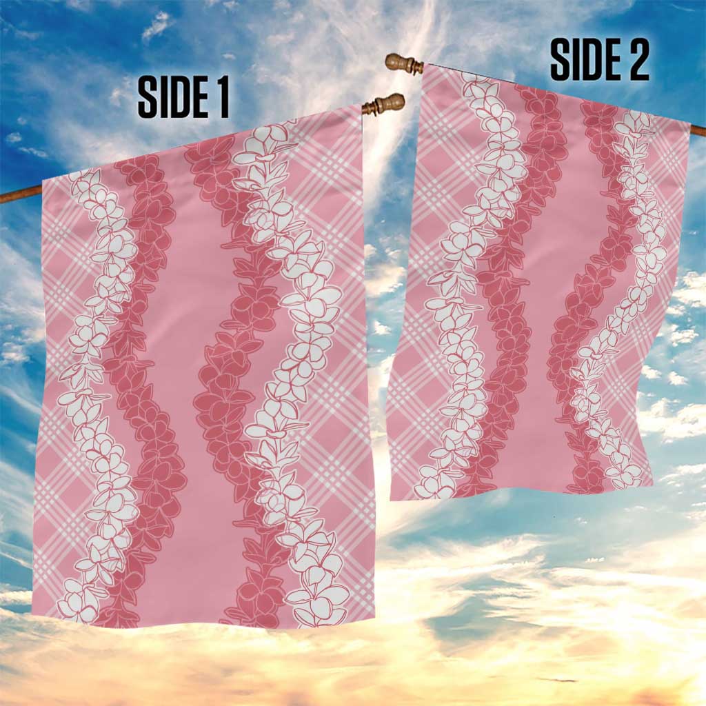 Hawaii Aloha Plumeria Lei Pink Palaka Garden Flag - Polynesian Pride