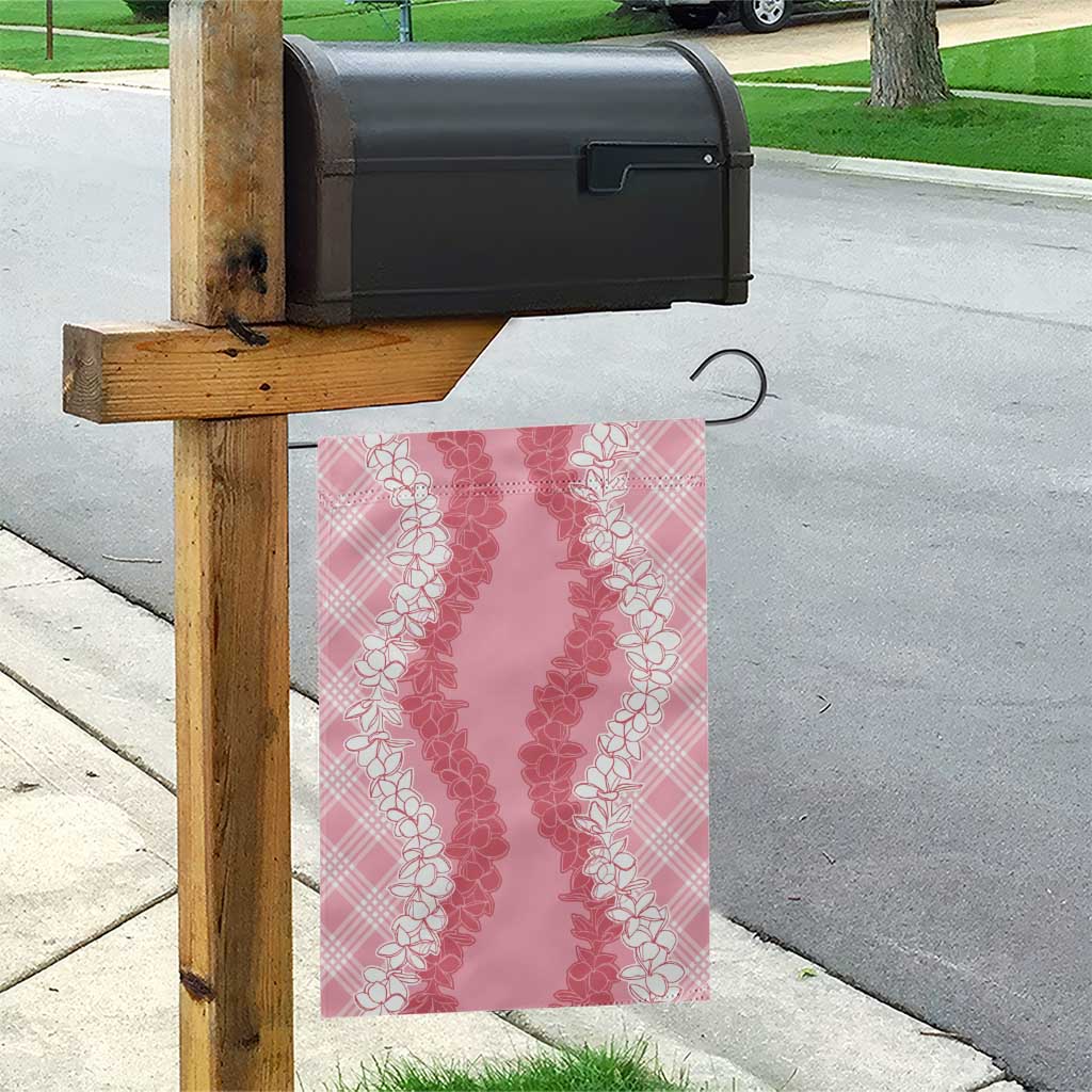 Hawaii Aloha Plumeria Lei Pink Palaka Garden Flag - Polynesian Pride