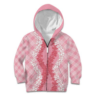 Hawaii Aloha Plumeria Lei Pink Palaka Kid Hoodie - Polynesian Pride