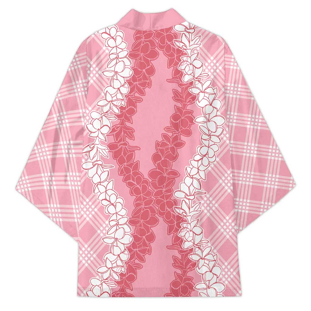 Hawaii Aloha Plumeria Lei Pink Palaka Kimono - Polynesian Pride