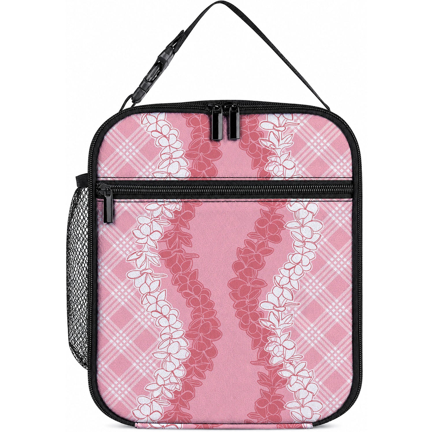 Hawaii Aloha Plumeria Lei Pink Palaka Lunch Bag