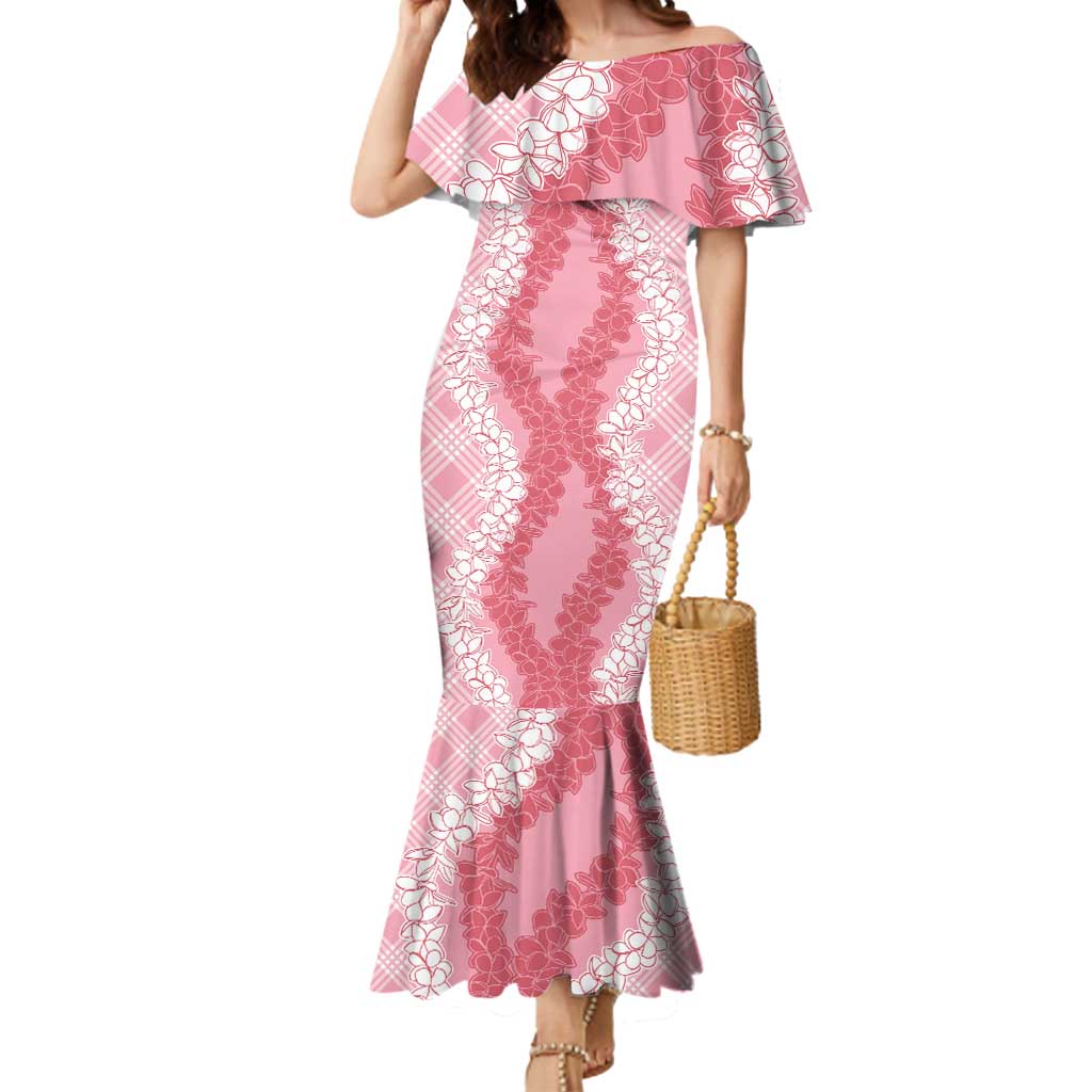 Hawaii Aloha Plumeria Lei Pink Palaka Mermaid Dress - Polynesian Pride