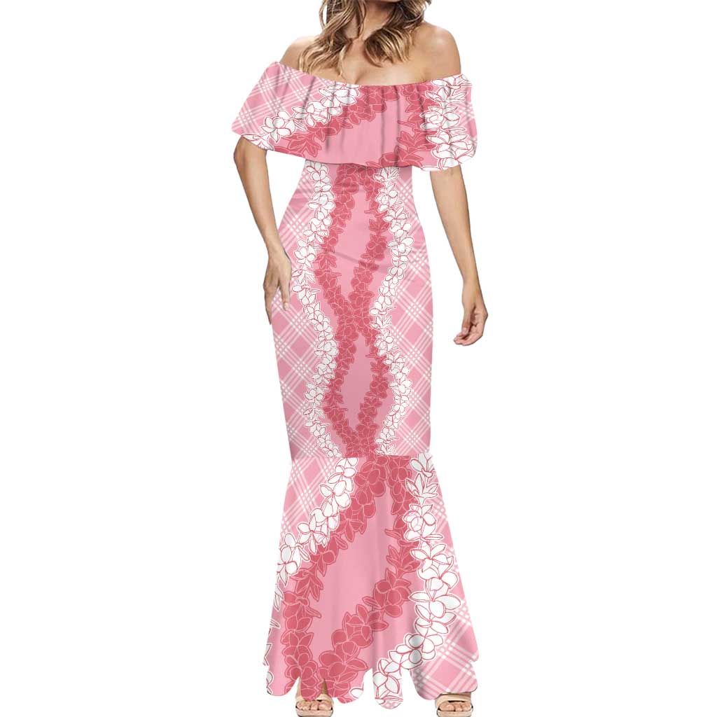 Hawaii Aloha Plumeria Lei Pink Palaka Mermaid Dress - Polynesian Pride
