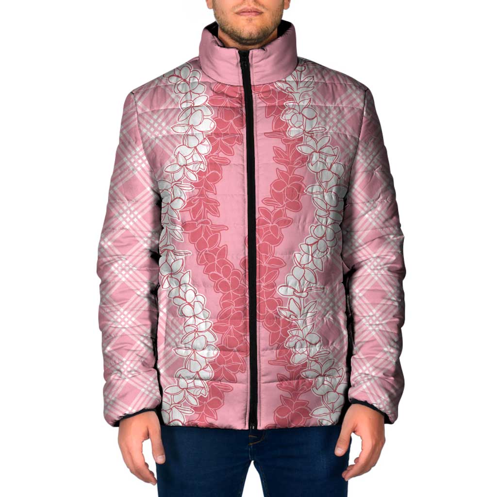 Hawaii Aloha Plumeria Lei Pink Palaka Padded Jacket - Polynesian Pride